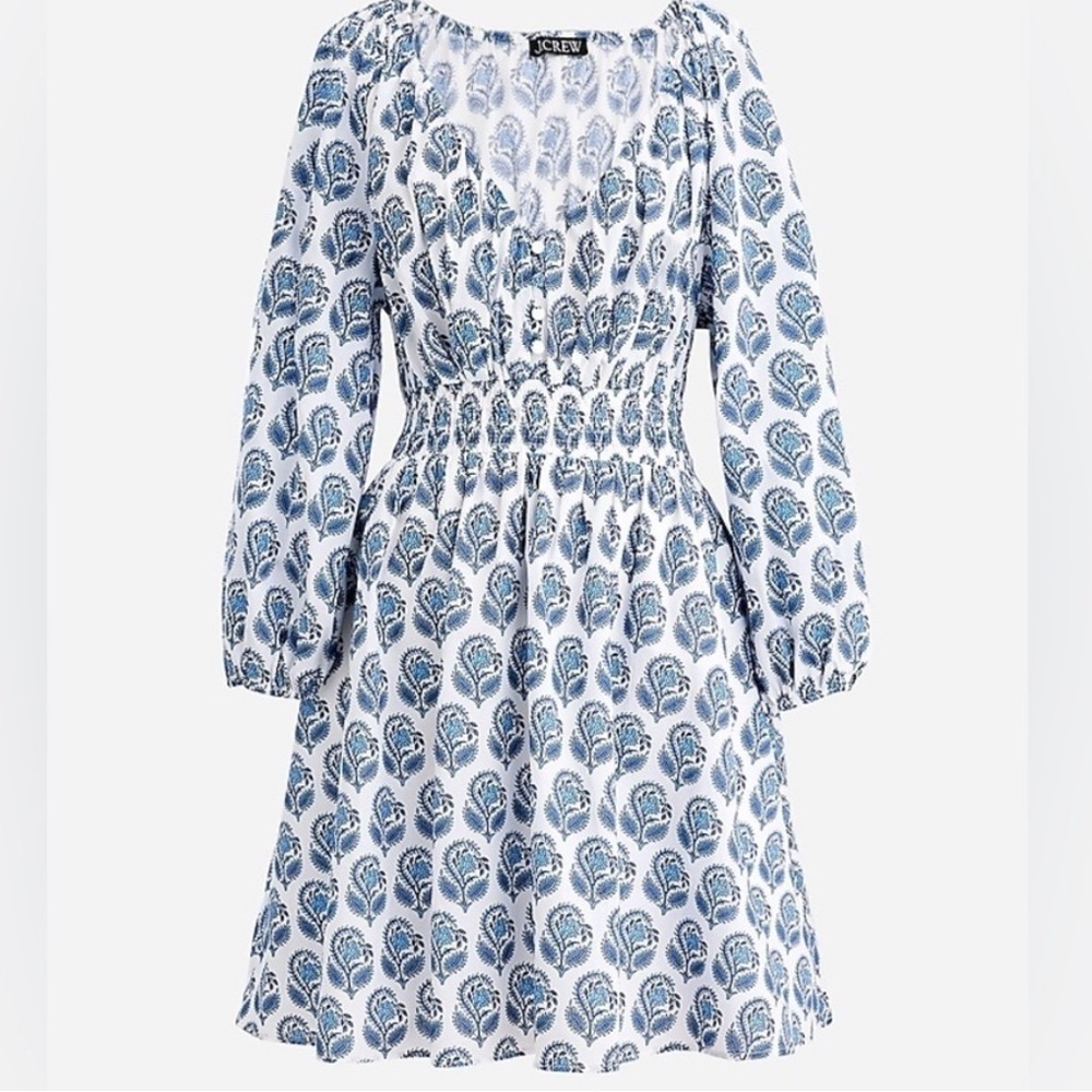 J Crew V-neck mini dress in bouquet block print Size Medium NWOT